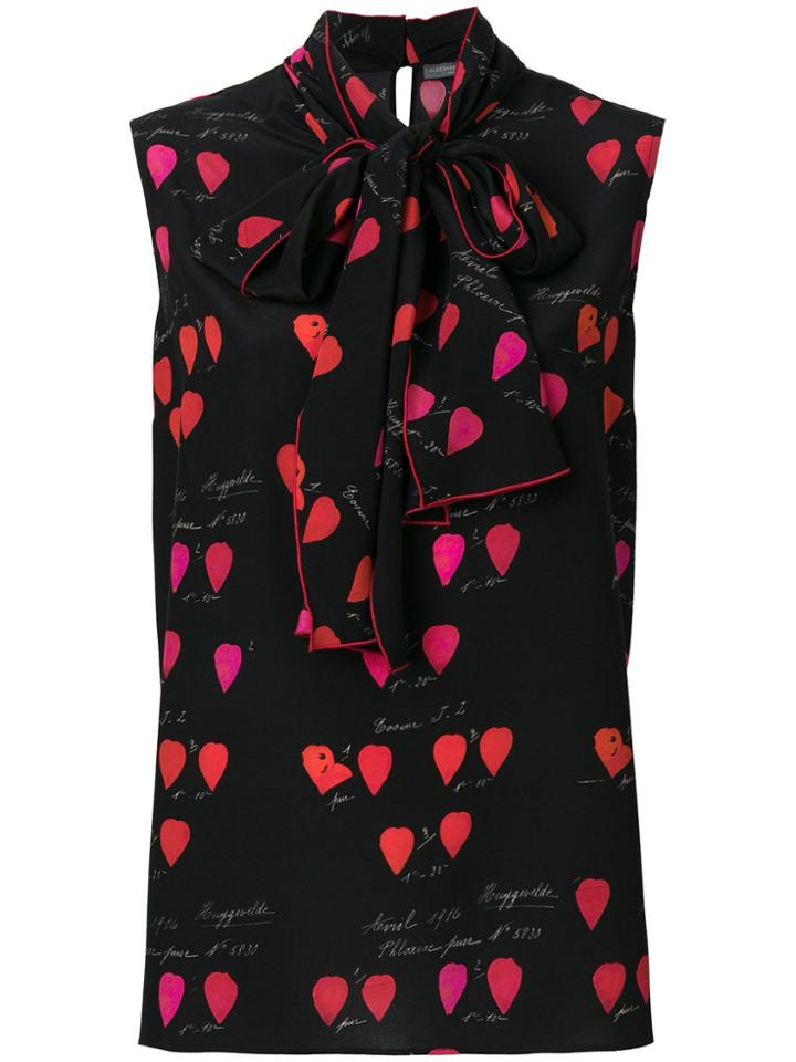 Alexander Mcqueen Heart Print Sleeveless Blouse - Black
