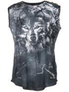 Balmain Wolf Print Sleeveless T-shirt - Grey