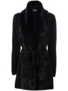 N.peal Furry Detail Cardigan, Women's, Size: Medium, Black, Rabbit Fur/cashmere