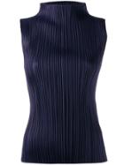 Pleats Please Issey Miyake Pleated Sleeveless Blouse - Blue
