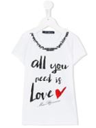 Miss Blumarine 'all You Need Is Love' T-shirt, Girl's, Size: 10 Yrs, White
