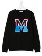 Msgm Kids Colourblock Letterman Sweatshirt - Black