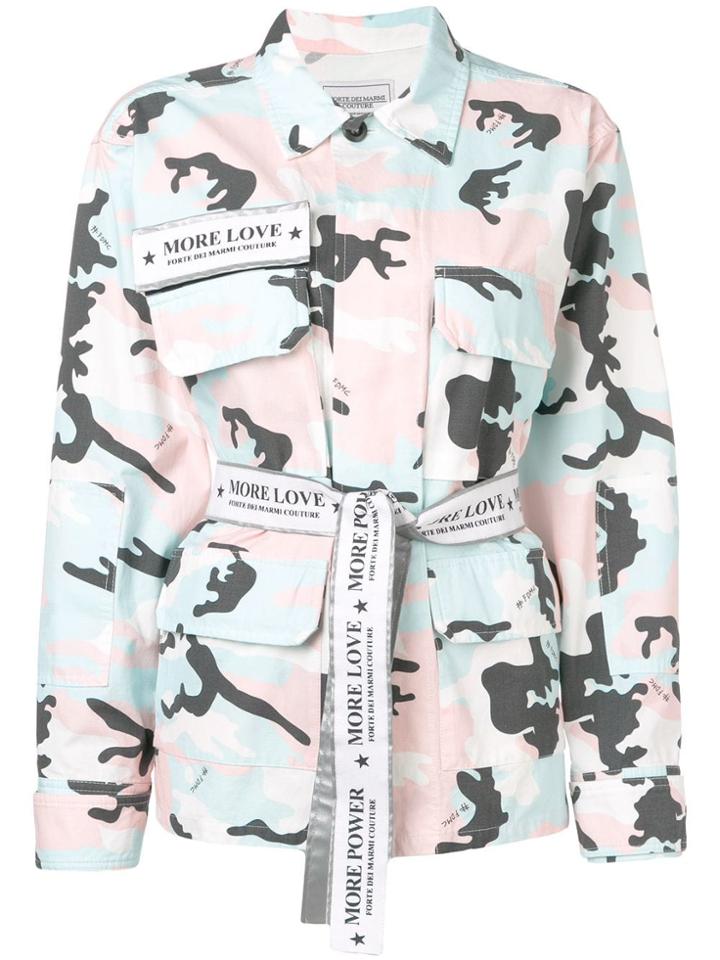 Forte Dei Marmi Couture More Love Camouflage Print Shirt Jacket - Pink