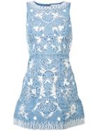 Alice+olivia - Embroidered Denim Dress - Women - Cotton - 2, Blue, Cotton