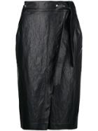 Nude Wrap Midi Skirt - Black