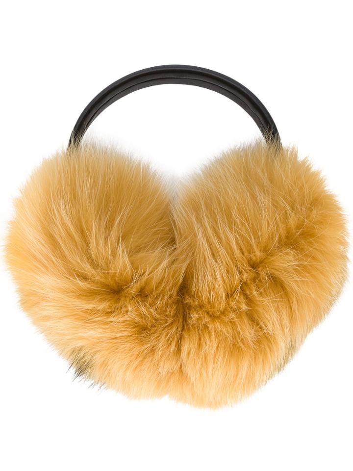 Anya Hindmarch Yellow Fur Smiley Ear Muffs - Yellow & Orange