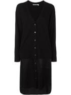 T By Alexander Wang Satin Panel Cardigan, Women's, Size: Small, Black, Viscose/merino