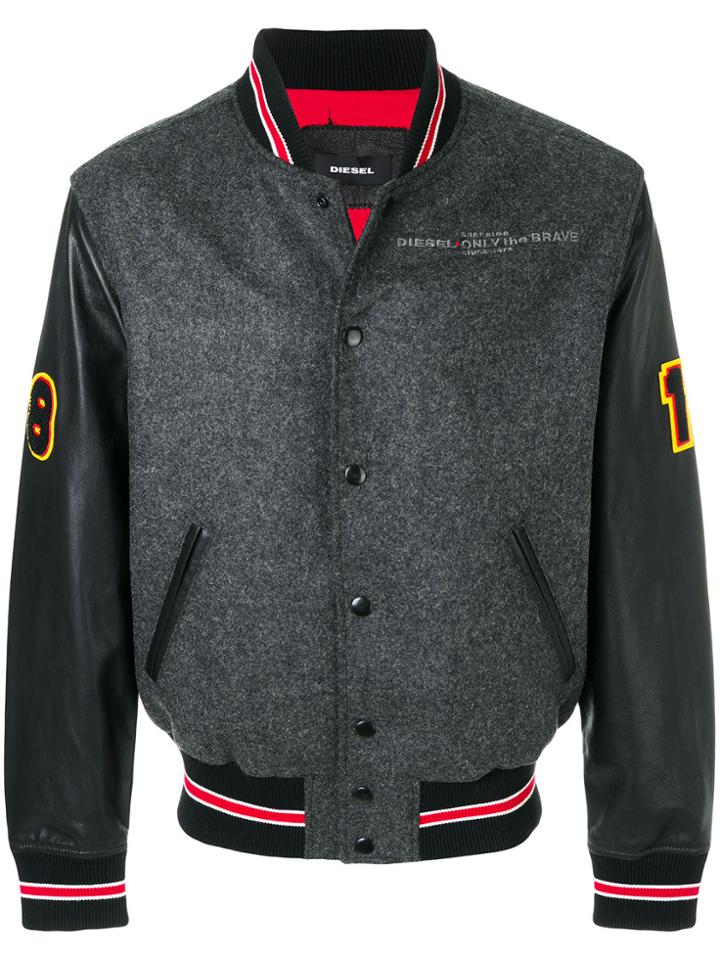 Diesel Patch Varsity Jacket - Grey