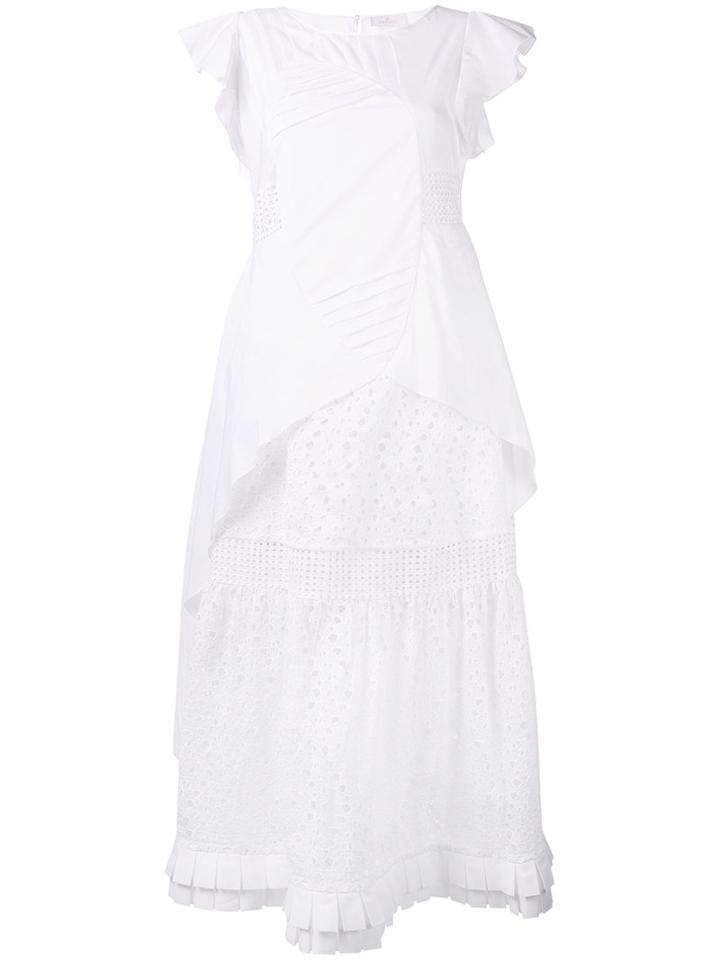 Capucci Lace-embroidered Shift Maxi Dress, Women's, Size: 42, White, Silk/cotton/polyester