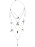 Valentino Garavani Tiered Chain Multi-charm Necklace, Women's, Metallic, Valentino
