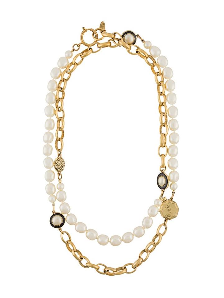 Chanel Vintage Pearl Link Necklace, Women's, White