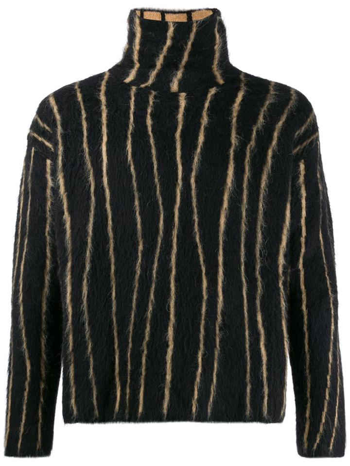 Paura Striped Knit Jumper - Black