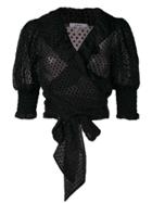 Ganni Dotted Wrap Blouse - Black