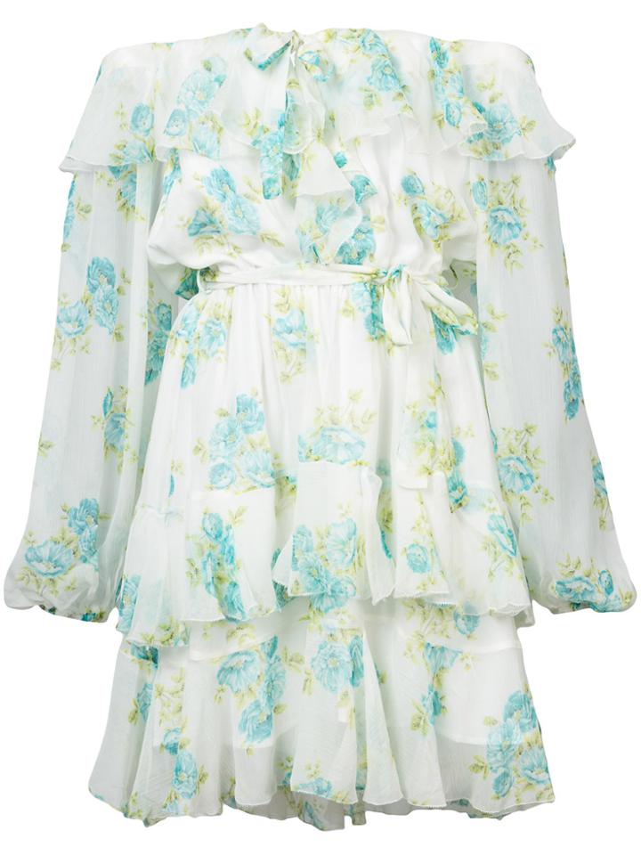 Zimmermann Off Shoulder Ruffle Dress - White