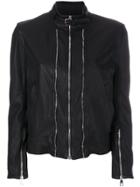 Neil Barrett Zip Detailed Leather Jacket - Black