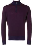 Canali Zipped Long-sleeve Sweater - Pink & Purple