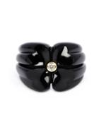 Kristin Hanson Diamond Detail Flower Ring, Women's, Black, Diamond/agate/18kt Gold