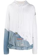 Greg Lauren Denim Layered Hoodie - White
