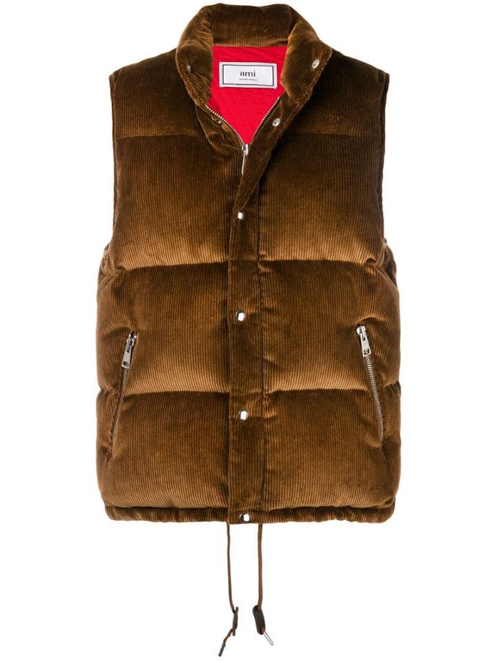 Ami Paris Quilted Down Vest - Brown
