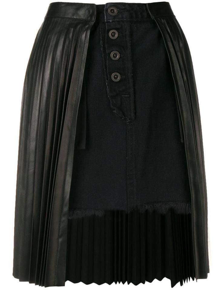 Unravel Project Pleated Denim Skirt - Black
