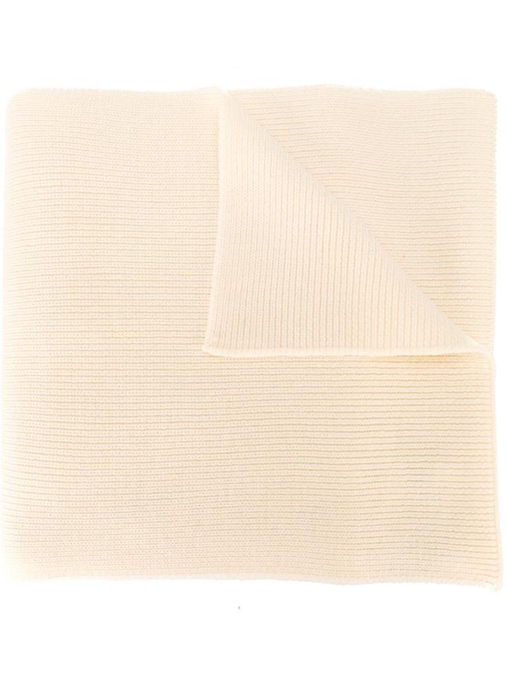 Moncler Knitted Scarf, Men's, White, Virgin Wool