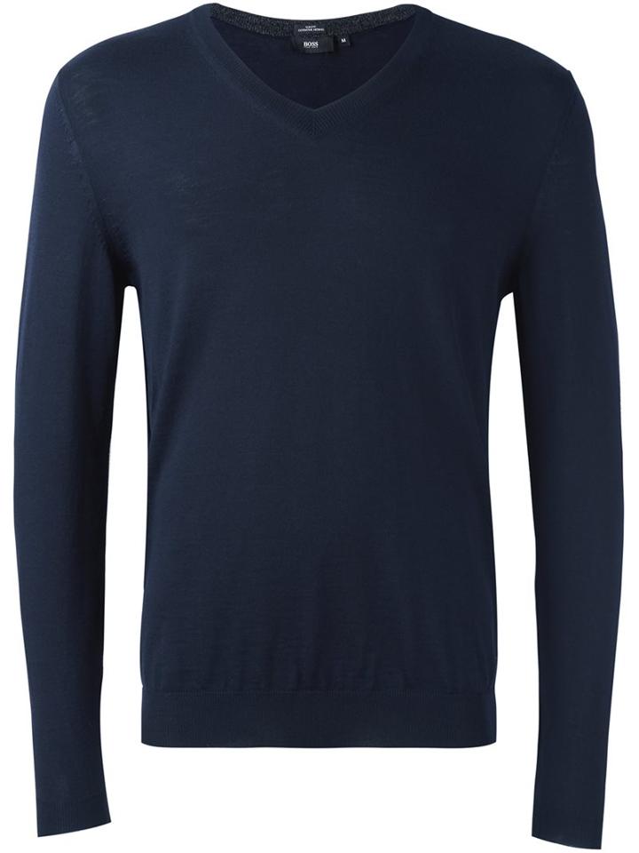 Boss Hugo Boss 'melba' Pullover, Men's, Size: Large, Blue, Virgin Wool