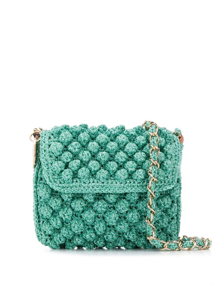 M Missoni Pompom Knit Crossbody Bag - Green