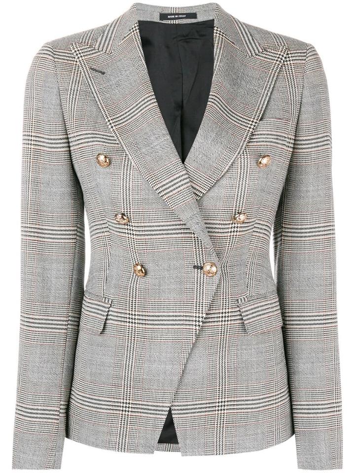 Tagliatore Double-breasted Check Blazer - Black