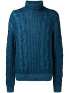 Cruciani Cable Knit Jumper, Men's, Size: 52, Blue, Cashmere