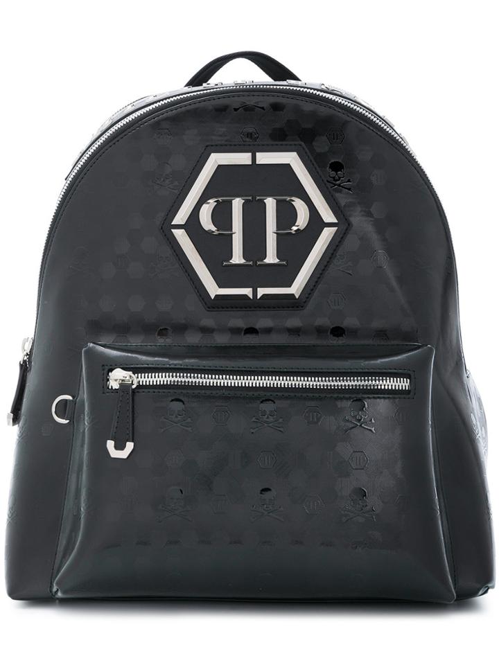 Philipp Plein Skull Embossed Backpack - Black