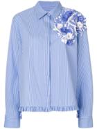 Msgm Floral Applique Shirt - Blue