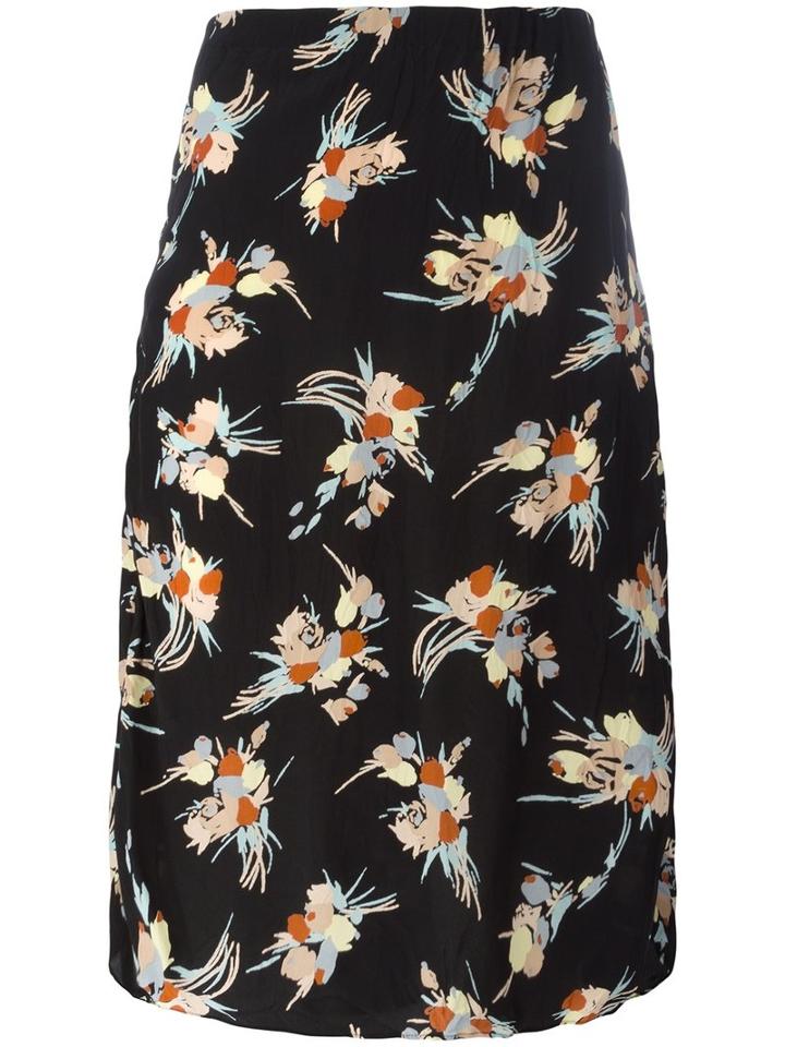 Marni Floral Print Pencil Skirt, Women's, Size: 40, Black, Silk