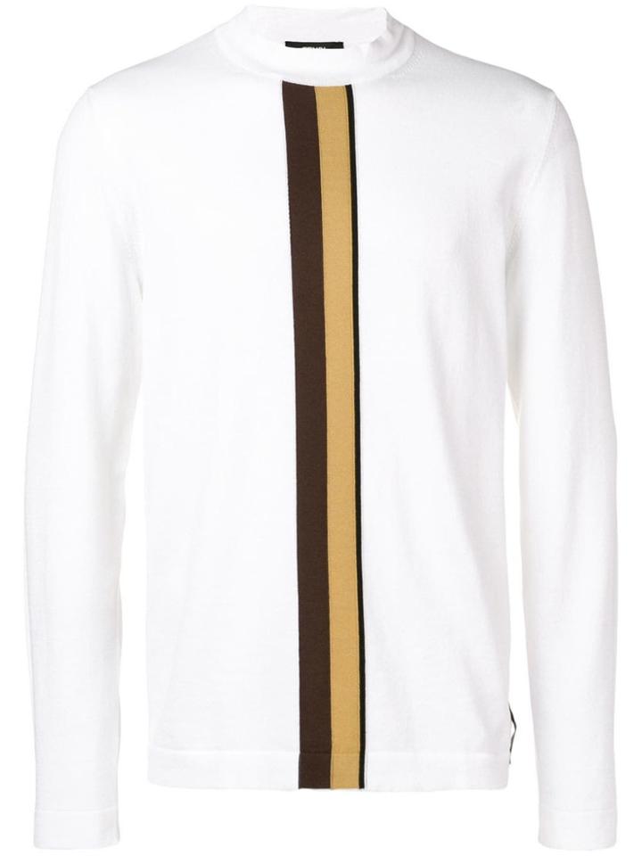 Fendi Contrast Stripe Jumper - White
