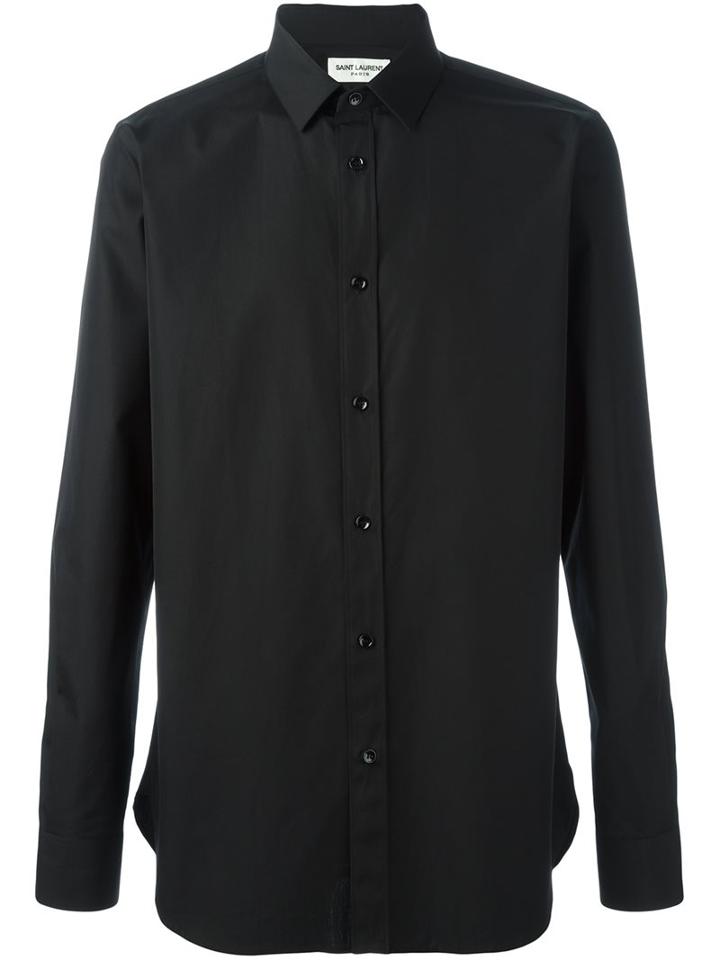 Saint Laurent Classic Long Sleeve Shirt, Men's, Size: 41, Black, Cotton