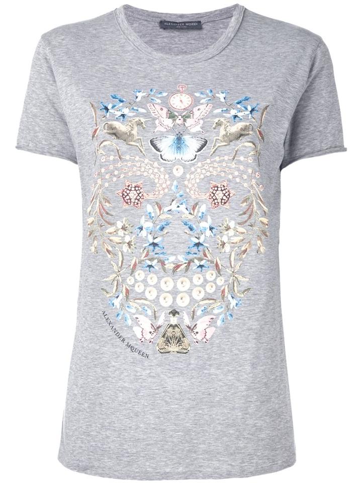 Alexander Mcqueen 'obsession' T-shirt, Women's, Size: 40, Grey, Cotton