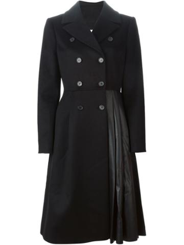 Vionnet Pleated Detail Coat, Women's, Size: 42, Black, Silk/lamb Skin/virgin Wool