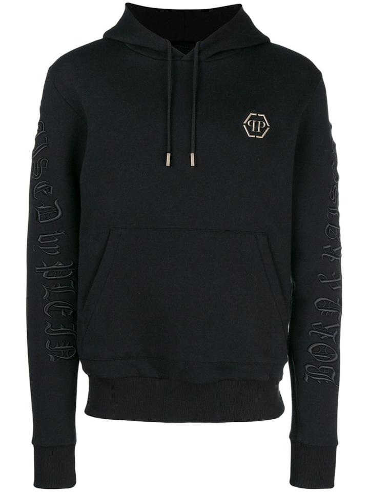 Philipp Plein Embroidered Logo Hoodie - Black