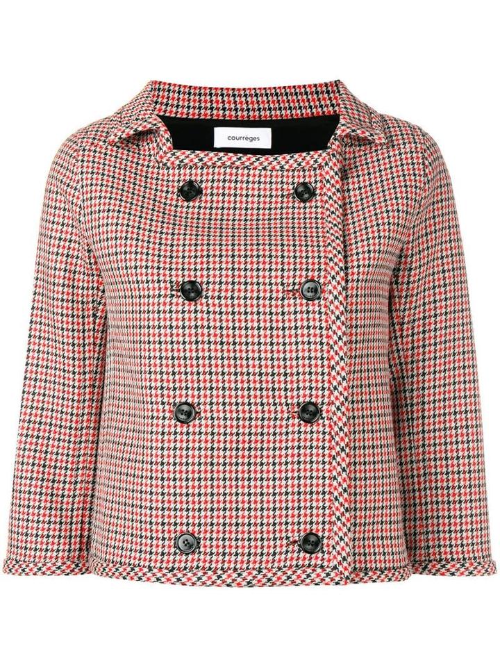 Courrèges Houndstooth Cropped Jacket - Grey