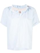 A Shirt Thing Striped V-neck Blouse - Blue
