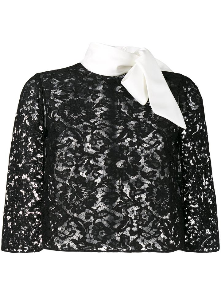 Valentino - Lace Cape Blouse - Women - Silk/cotton/polyamide/viscose - 42, Black, Silk/cotton/polyamide/viscose