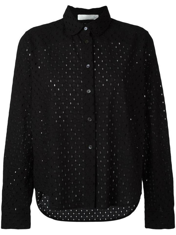 Peter Jensen Perforated Detail Shirt, Women's, Size: Large, Black, Cotton