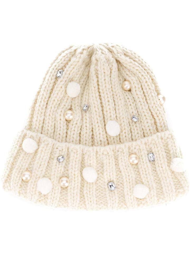 Ca4la Embellished Beanie Hat - White