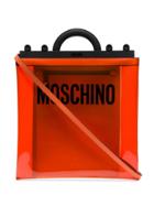 Moschino Orange Logo Print Pvc Shoulder Bag