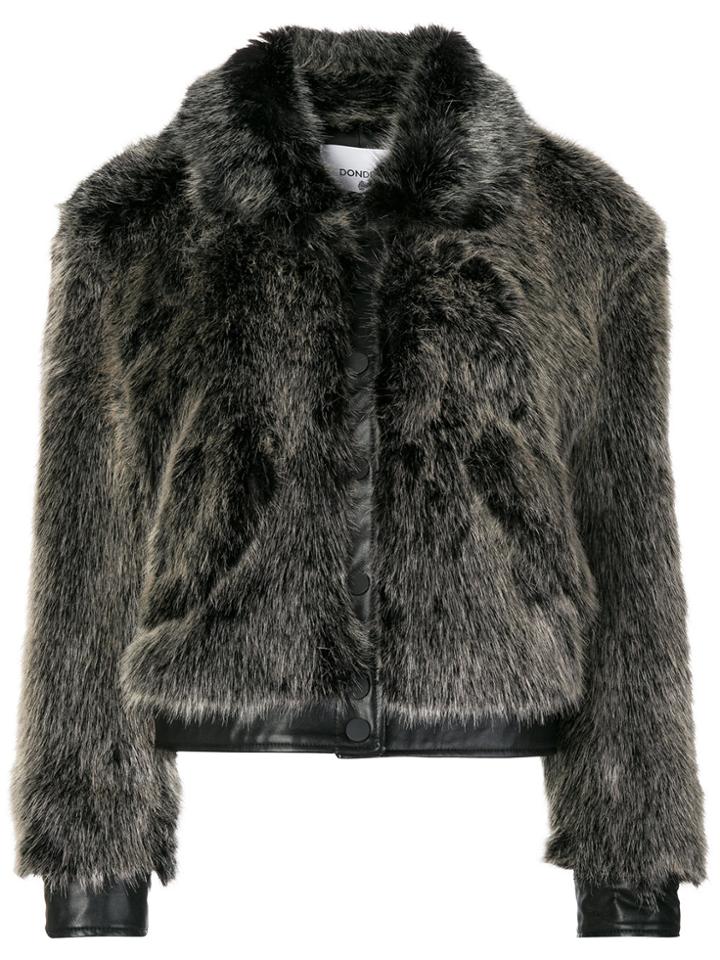 Dondup Single Breasted Faux-fur Jacket - Grey