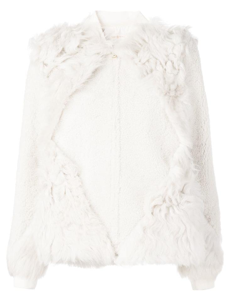 Tory Burch Panelled Fur Jacket - White