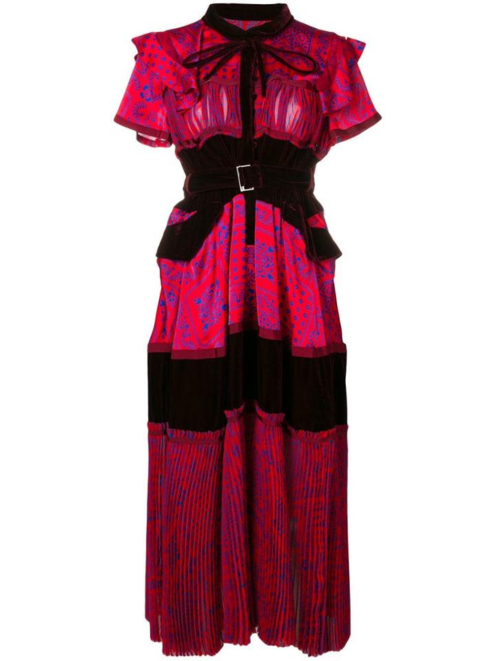 Sacai Floral Embroidered Midi Dress