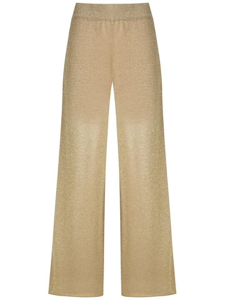 Cecilia Prado Metallic Glitter Palazzo Trousers - Gold
