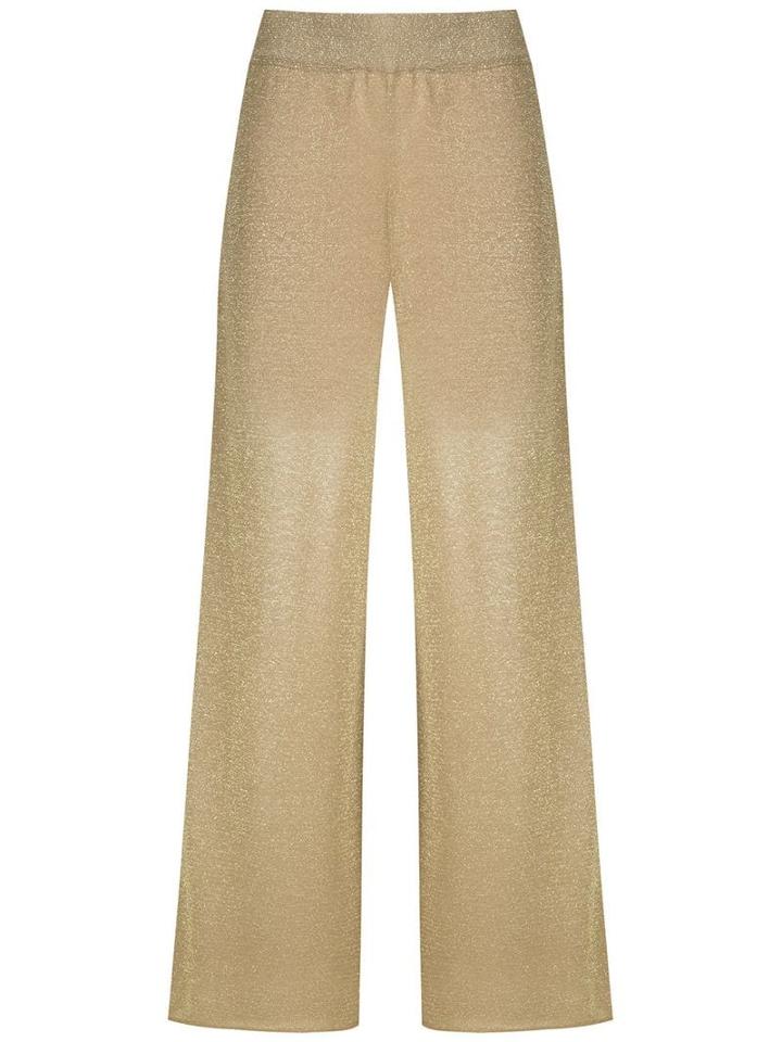 Cecilia Prado Metallic Glitter Palazzo Trousers - Gold