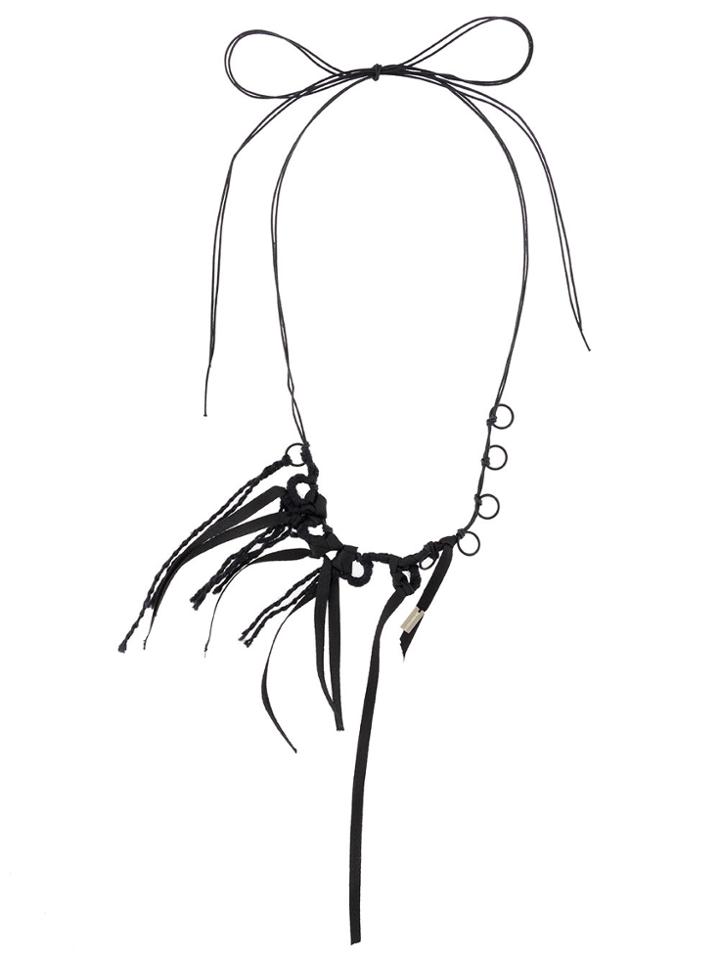 Ann Demeulemeester Loop Tied Necklace - Black