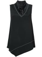 Derek Lam Sleeveless Mock Neck Handkerchief Blouse - Black